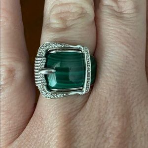 Malachite belt buckle ring